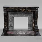 Napoleon III style lion paw mantel carved in Portor marble