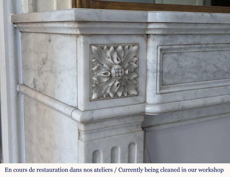 Louis XVI style Carrara marble mantel with curved fluting-3