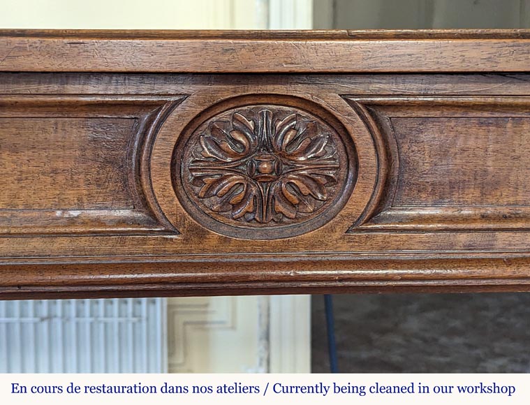 Louis XVI style walnut wood mantel-1