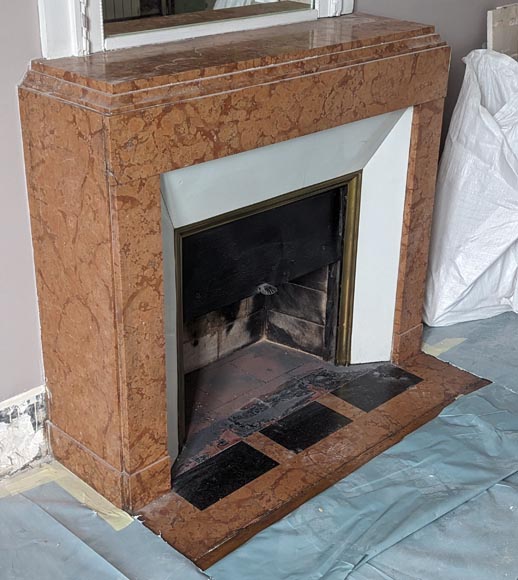 Art Deco mantel in Breche orange marble-2