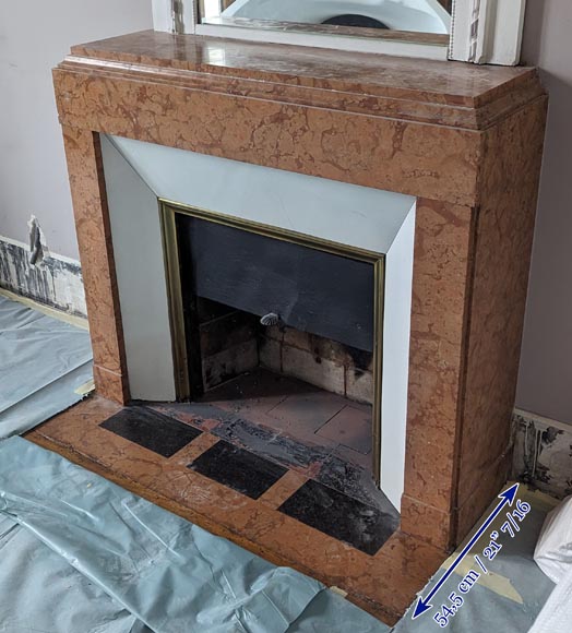 Art Deco mantel in Breche orange marble-5