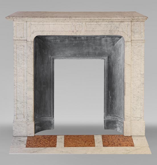 Louis XV style Pompadour mantel in Carrara marble-0