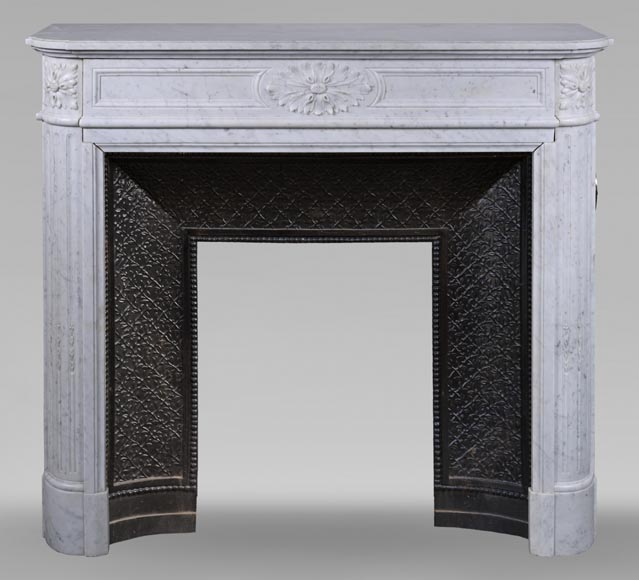 Louis XVI style Carrara marble mantel with rounded corners-0