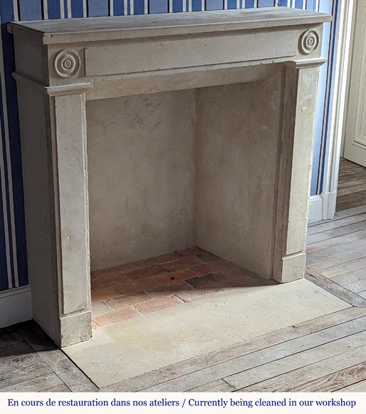 Small Louis XVI style stone fireplace mantel-2