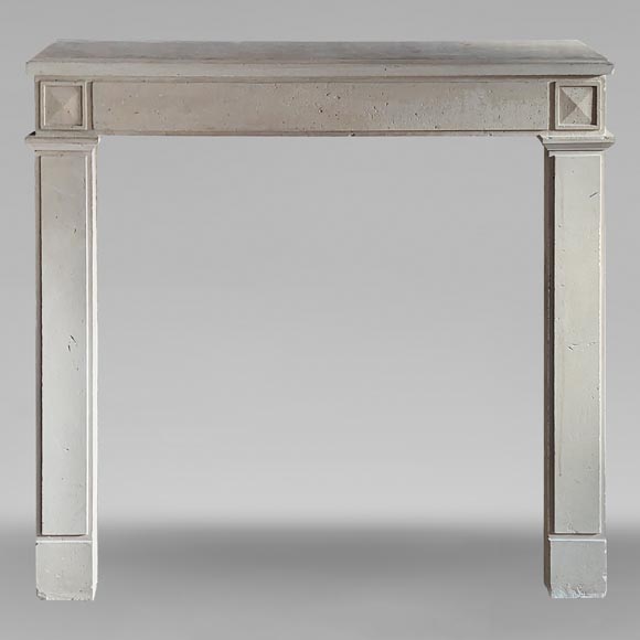 Louis XVI style stone mantel with diamond carved heads-0