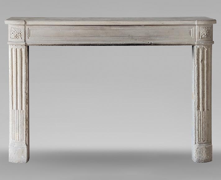 Slightly curved Louis XVI style mantel carved in stone-0