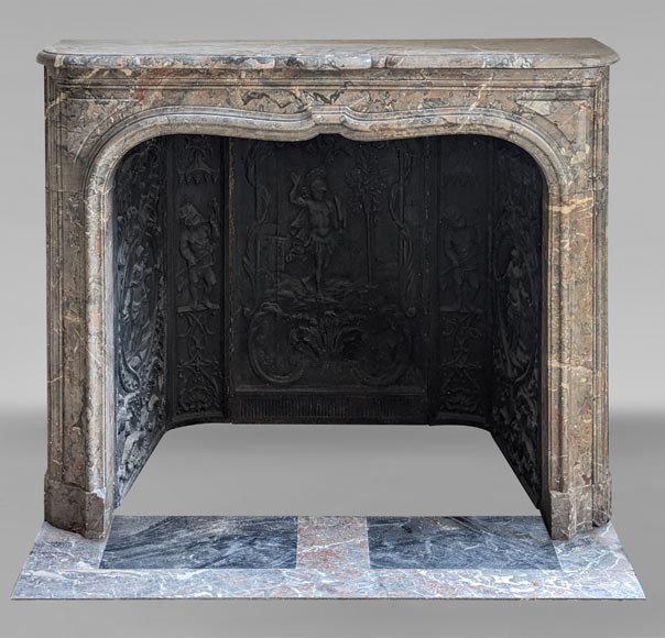 Small Regence period mantel in Sarrancolin Ilhet marble-0