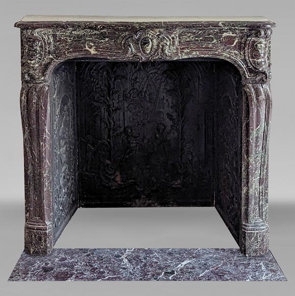 Small Louis XV style mantel in red Levanto marble-0