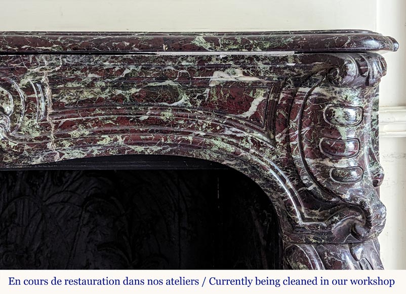 Small Louis XV style mantel in red Levanto marble-7