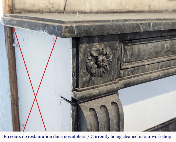 Louis XVI period mantel in Turquin marble-3