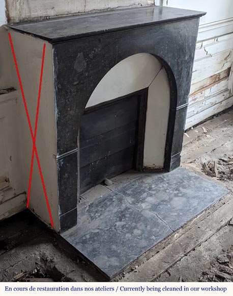 Restoration period arched mantel in black spotted marble-2