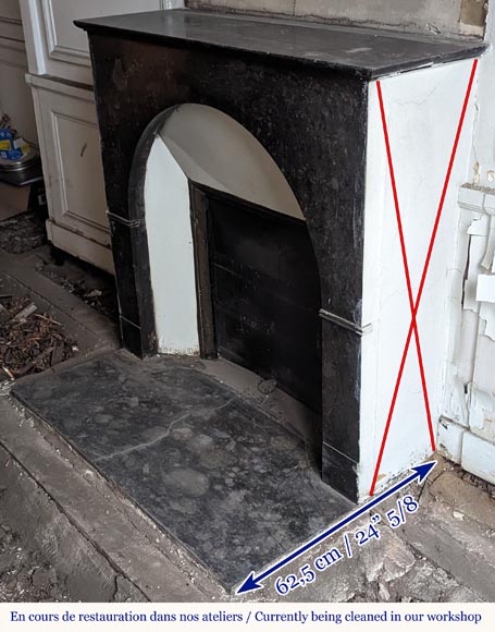 Restoration period arched mantel in black spotted marble-5