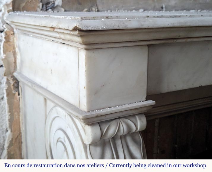 Statuary marble mantel with lion paws-3