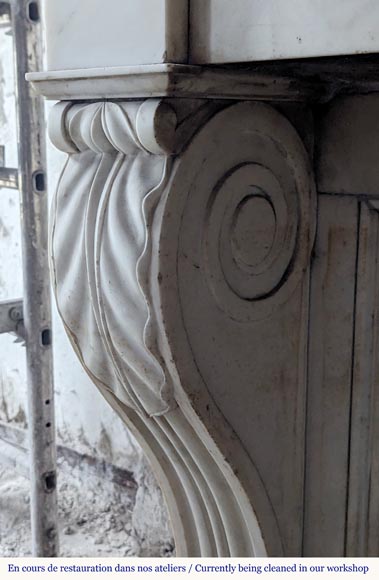 Statuary marble mantel with lion paws-4