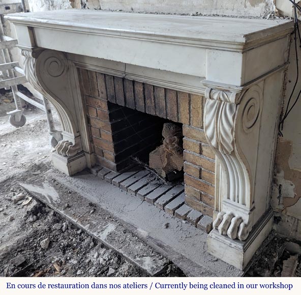 Statuary marble mantel with lion paws-6