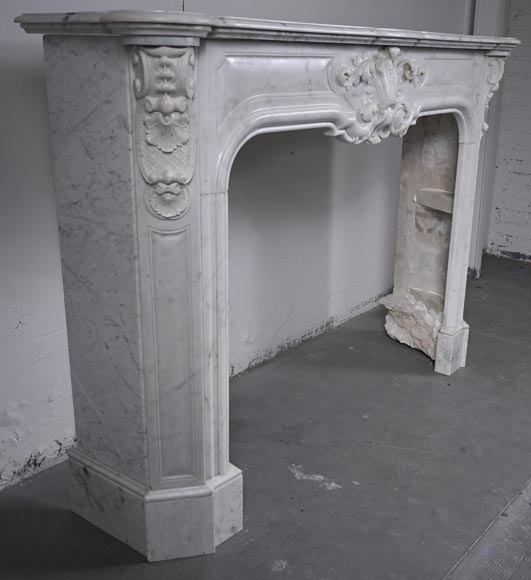 Jules CANTINI, Marseille, Napoleon III style mantel richly carved in Carrara marble-6