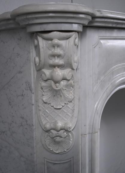 Jules CANTINI, Marseille, Napoleon III style mantel richly carved in Carrara marble-7