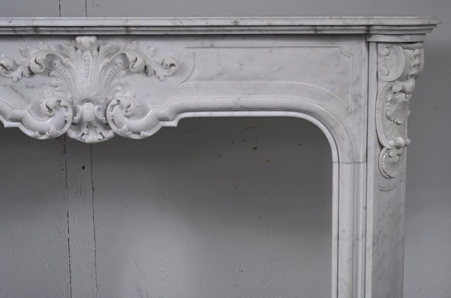 Jules CANTINI, Marseille, Napoleon III style mantel richly carved in Carrara marble-11