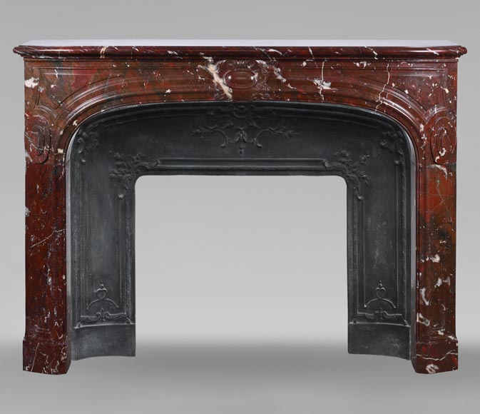 Regence style mantel carved in Griotte red marble-0