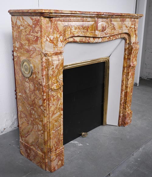 Regence style mantel in red and orange brèché marble-2