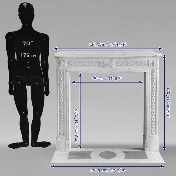 Louis XVI style mantel in Carrara marble decorated with a holly frieze-13