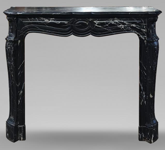 Louis XV style Pompadour mantel in black Marquina marble-0