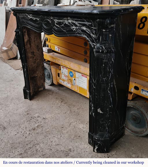 Louis XV style Pompadour mantel in black Marquina marble-4