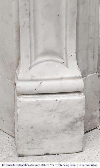 Louis XV style Pompadour model fireplace, in Carrara marble Louis XV style Pompadour model fireplace, in Carrara marble-4