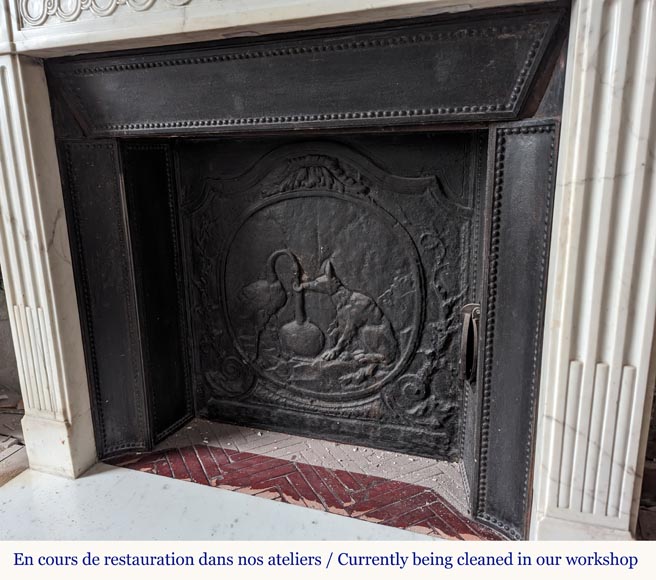 Louis XVI style mantel in semi-statuary marble adorned with a Greek frieze-8