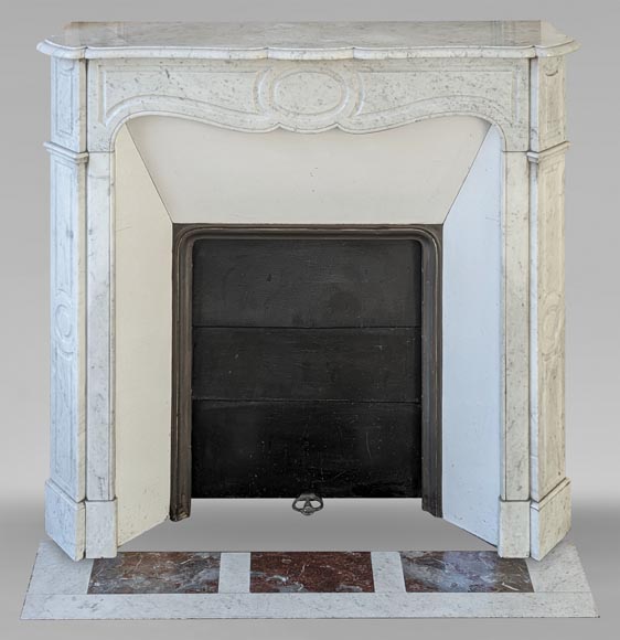 Louis XV style Pompadour mantel in Carrara marble-0