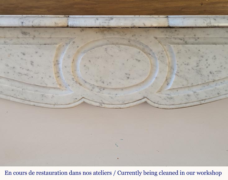 Louis XV style Pompadour mantel in Carrara marble-1