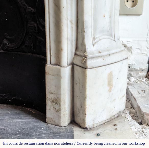 Louis XV style mantel in Carrara marble adorned with palmettes-9