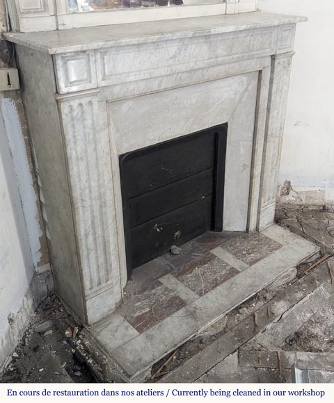 Louis XVI style molded Carrara marble mantel-2