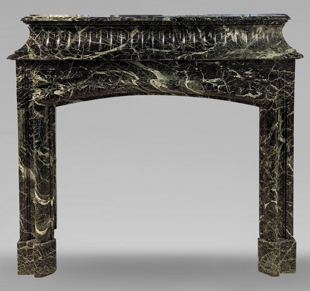 Louis XIV style mantel with acroterions in Vert de Mer marble-0