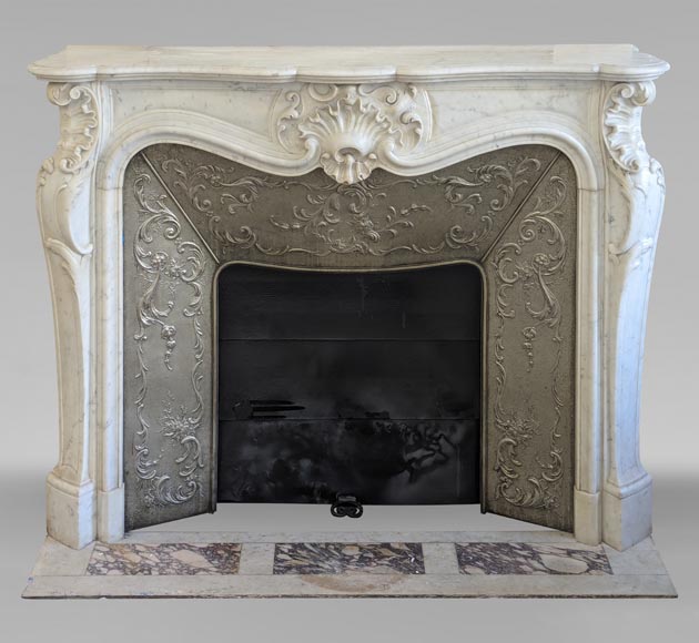 Louis XV style mantel in Carrara marble-0