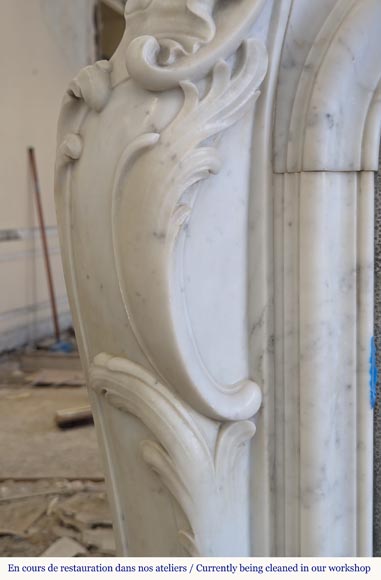 Louis XV style mantel in Carrara marble-6