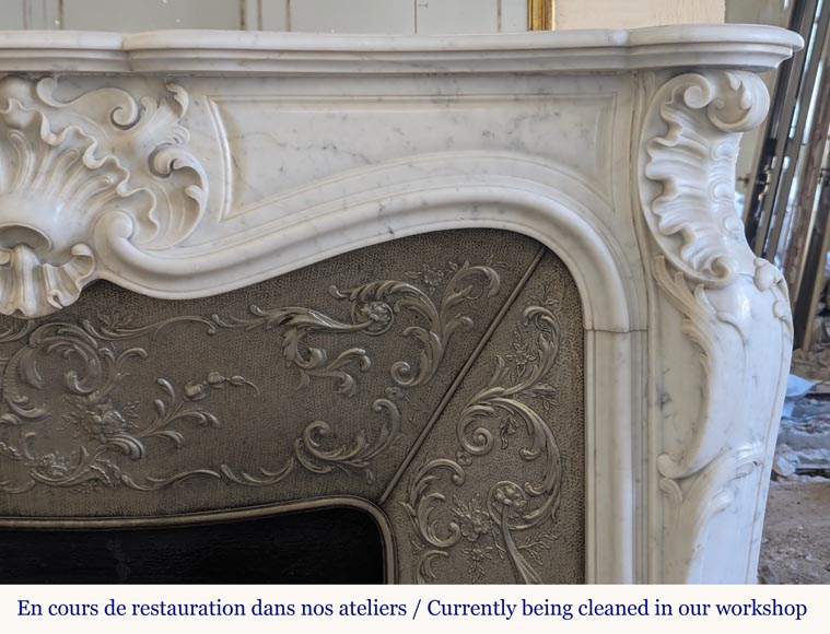 Louis XV style mantel in Carrara marble-9