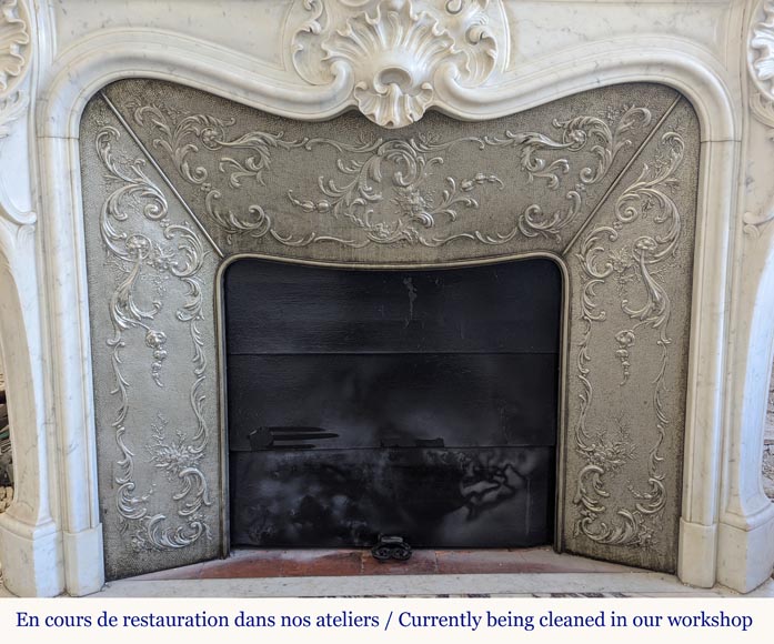 Louis XV style mantel in Carrara marble-12