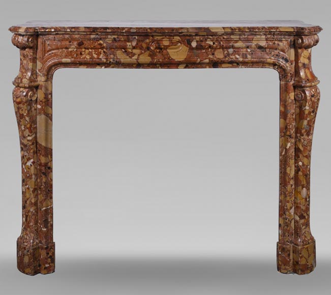 Louis XV style Pompadour curved mantel in Aleppo Breche-0