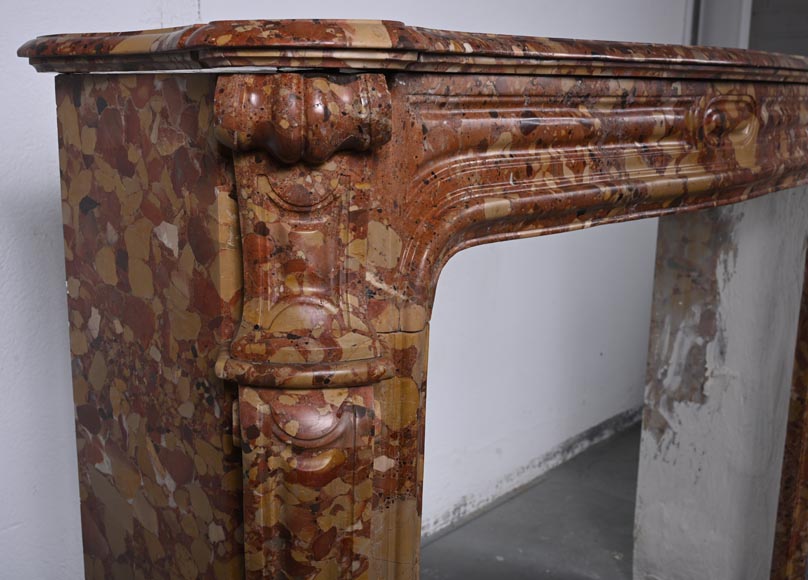 Louis XV style Pompadour curved mantel in Aleppo Breche-3