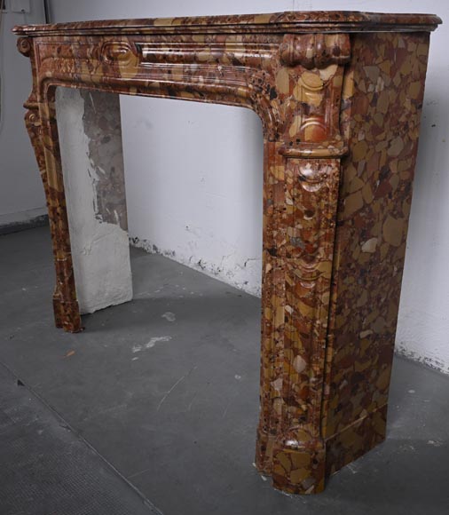 Louis XV style Pompadour curved mantel in Aleppo Breche-5