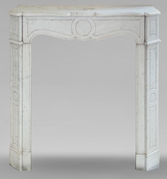 Louis XV style Pompadour mantel in Carrara marble-0