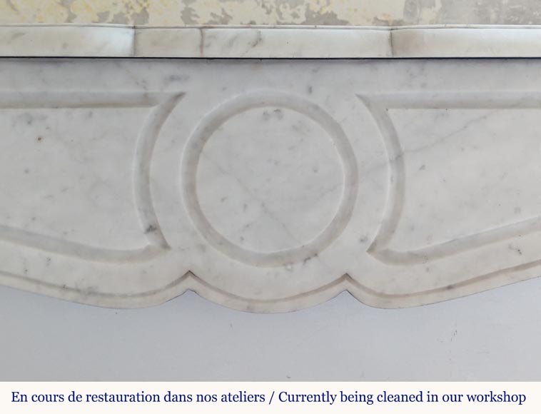 Louis XV style Pompadour mantel in Carrara marble-1