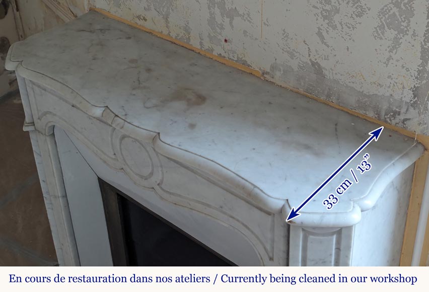 Louis XV style Pompadour mantel in Carrara marble-8