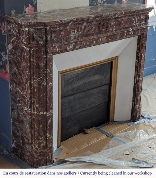 Louis XVI style mantel in Rouge du Nord marble-2