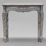 Louis XV style Pompadour mantel in Bleu Fleuri marble