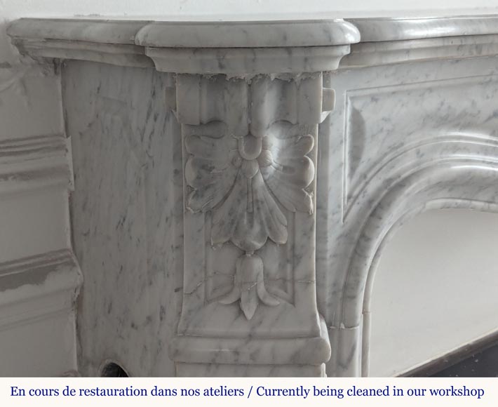 Louis XV style mantel in veined Carrara marble-6