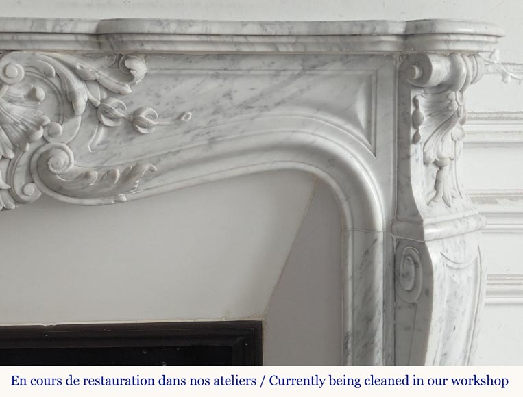 Louis XV style mantel in veined Carrara marble-9