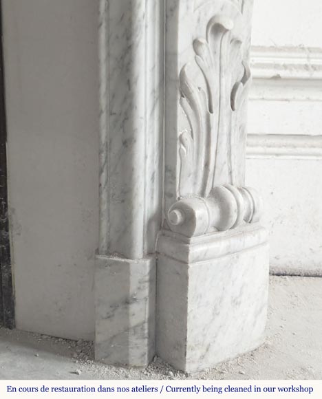 Louis XV style mantel in veined Carrara marble-10