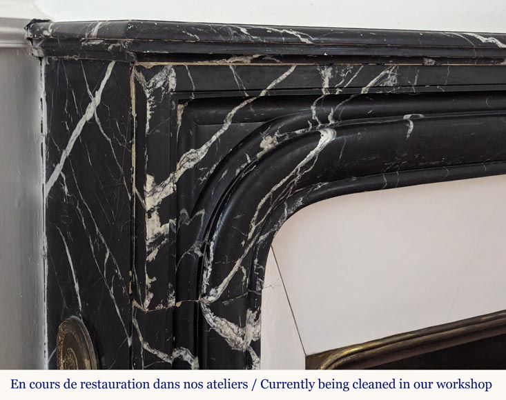 Louis XIV style mantel in Marquina marble-3